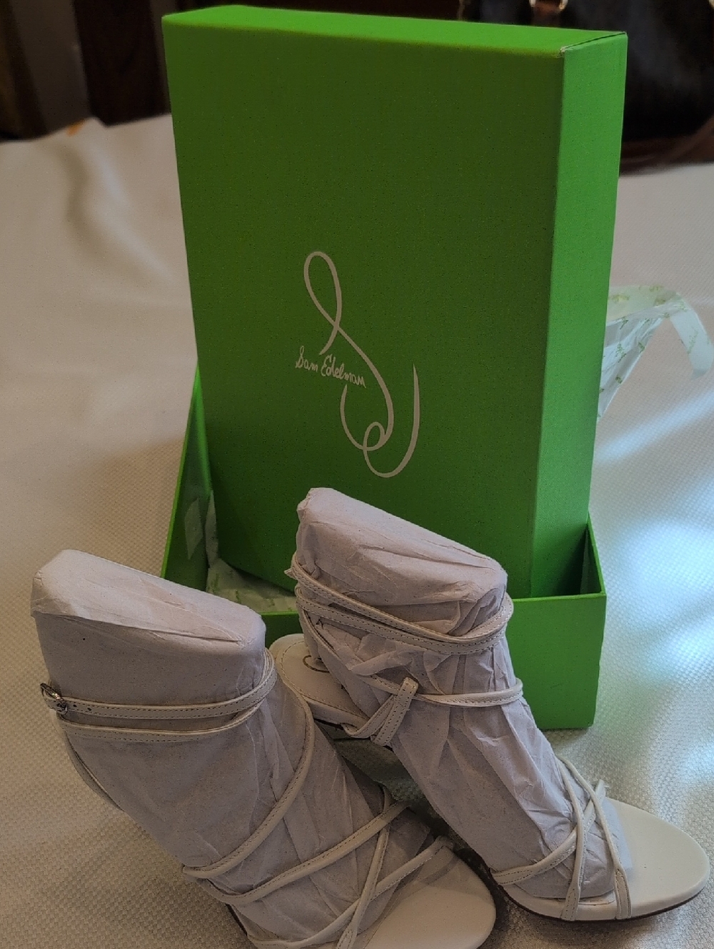 Sam Edelman White Lace-Up Wrap Sandals